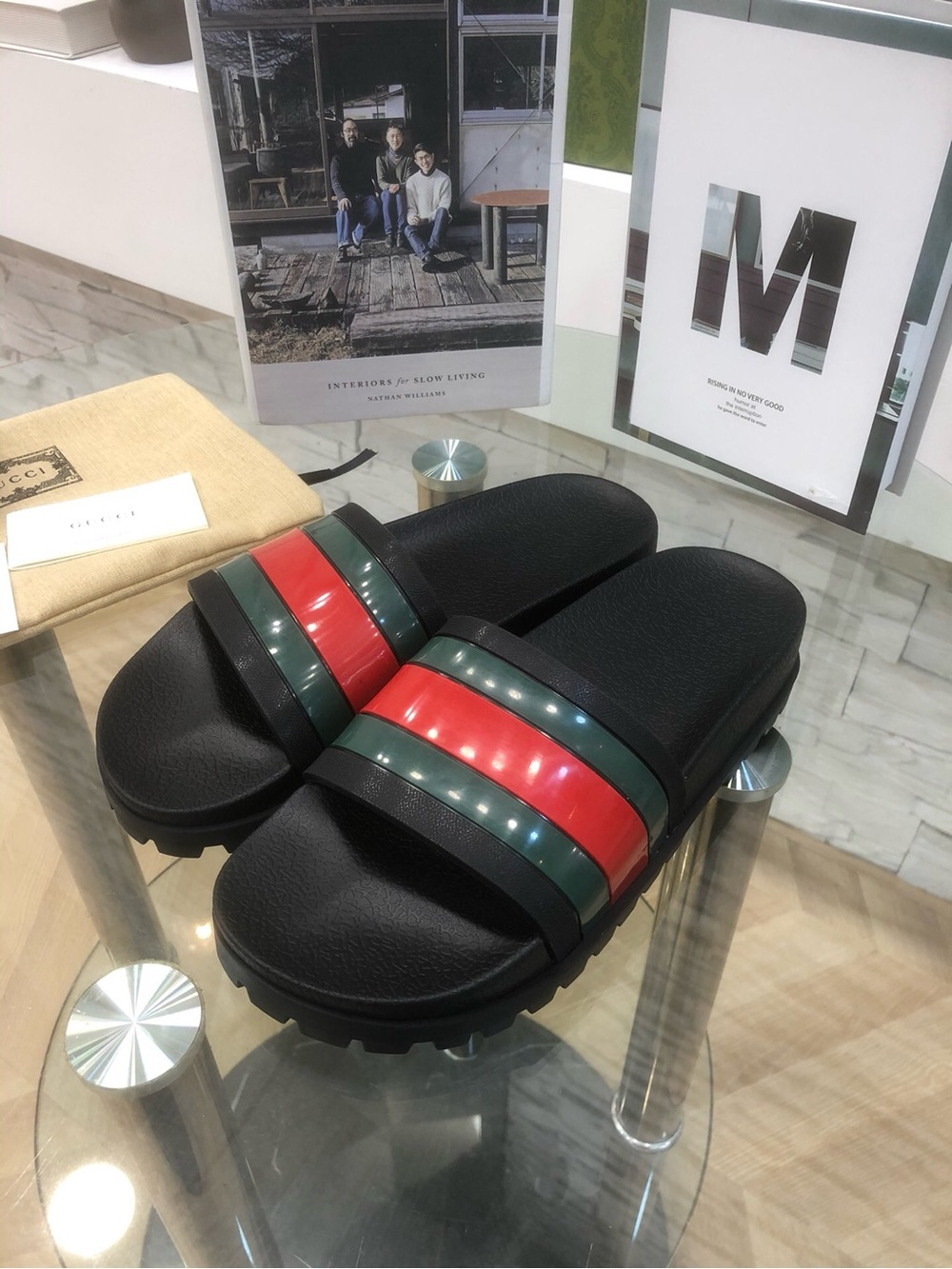 Gucci Web Rubber Slide - Picture 3 of 6